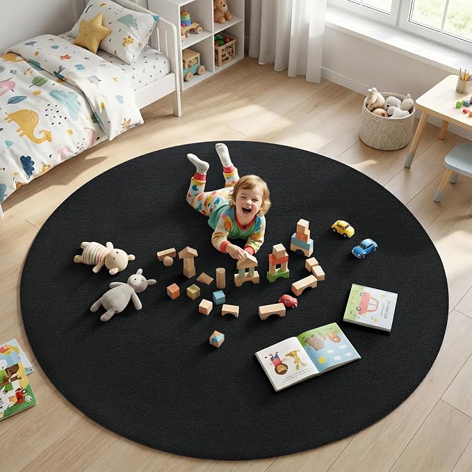 Sour Lemon 4ft Round Rugs for Bedroom, Circle Area Rugs for Living Room - Image 5
