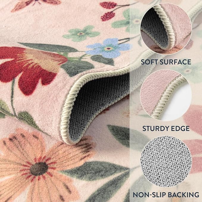 Lahome Floral Living Room Rugs, Light Pink - Image 6