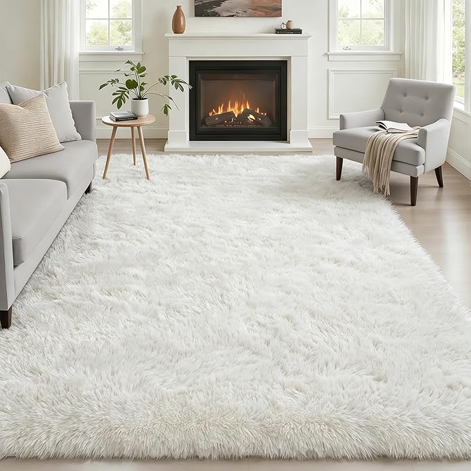 Fluffy 5x7 Area Rugs for Living Room Bedroom: Ultra Soft Shag Rug Non-Slip by Luxturiy