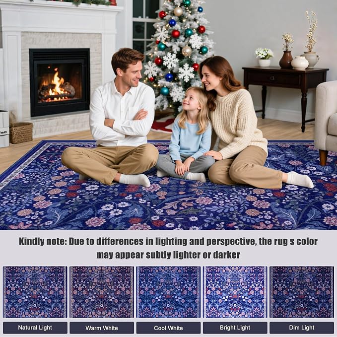 6x9 Area Rugs for Living Room: Floral Washable Rug Vintage Large Soft Boho - Image 9