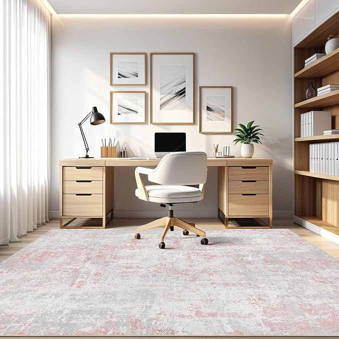 7x9 Area Rugs Living Room: Washable Large Abstract Neutral Modern Soft Rugs - Image 8