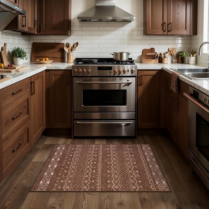 SERISSA 2x3 Rugs for Entryway, Washable Non-Slip Coffee Brown Small Area Rug - Image 2