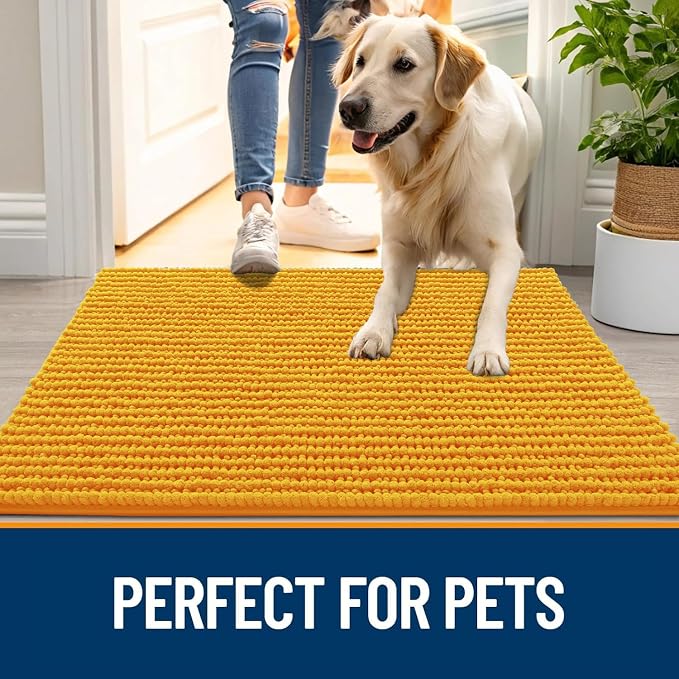 OLANLY Dog Door Mat for Muddy Paws 24x16, Ultra Absorbent Chenille Mud Doormat - Image 6