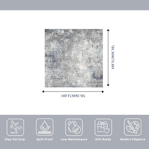 10x10 Square Living Room Rug – Washable Modern Abstract Large Rug - Image 2