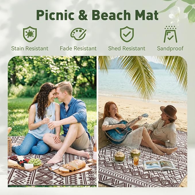 MontVoo Outdoor Rug Carpet Waterproof 5x8 Outdoor Patio Rug Mat Reverisble - Image 5