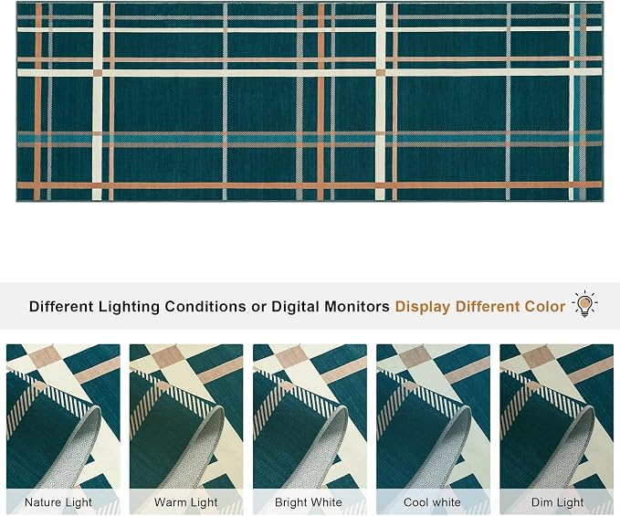 Terrug Plaid Runner Rugs for Kitchen, Soft Low Pile Stain Resistance Carpet for - Image 7