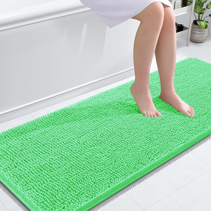 OLANLY Bathroom Runner Rugs 59x24, Soft Absorbent Chenille Bath Rugs, Rubber by OLANLY
