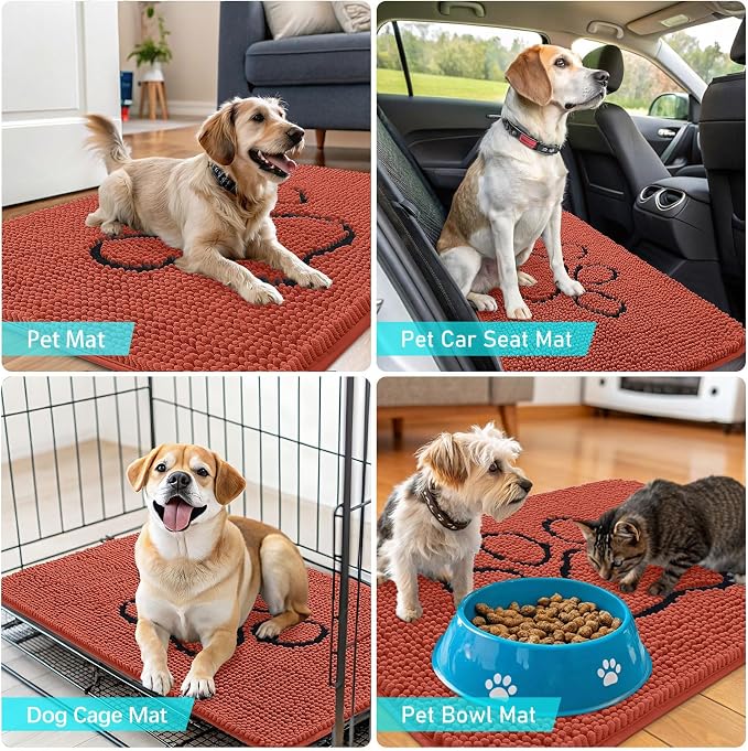 OLANLY Dog Door Mat for Muddy Paws 30x20, Paw Print Design, Absorbs Moisture - Image 7