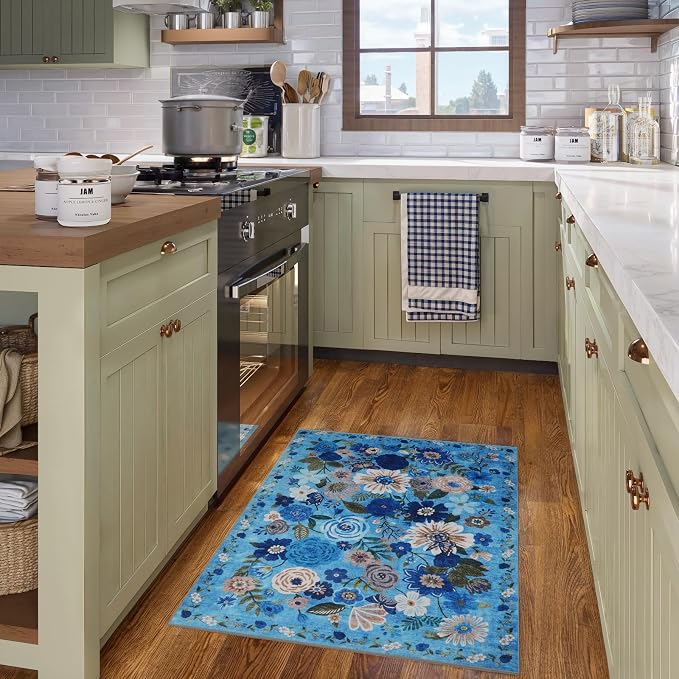 Floral Washable Rug for Entryway, 2x3 Kitchen Mat Ultra-Thin Soft, Non-Slip - Image 2
