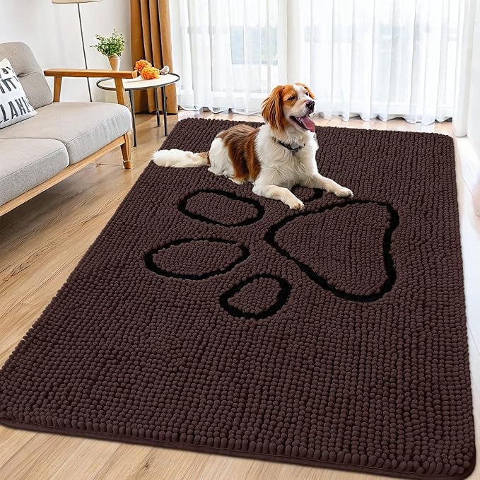 Smiry Dog Door Mat for Muddy Paws, Absorbent Dirt Trapper Non Slip Quick Dry by Smiry