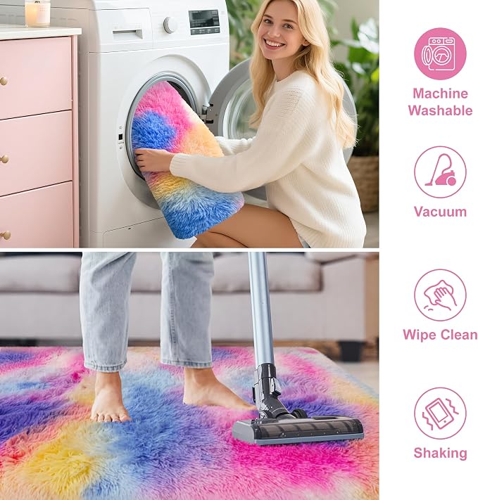 Large Hot Pink Rainbow Area Rug - Image 6