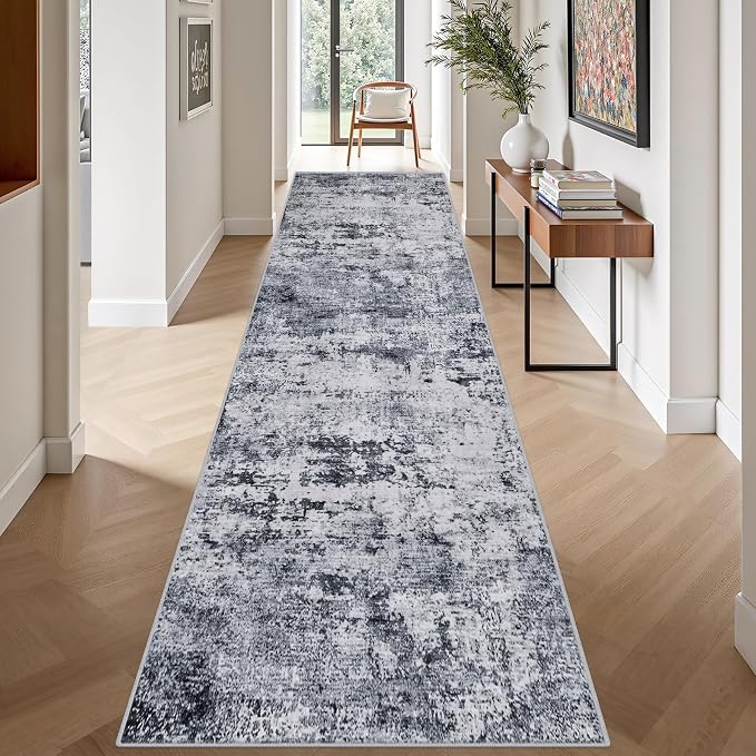 Washable Area Rug 3x14 Entryway Rug: Washable Modern Abstract Soft Thin Rug - Image 4