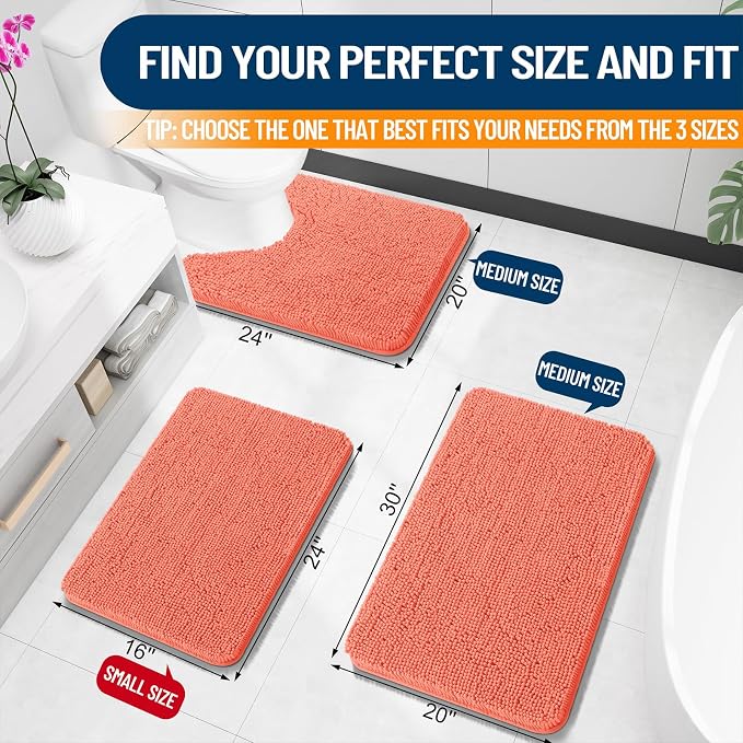 OLANLY Bathroom Rugs 30x20, Extra Soft Absorbent Chenille Bath Rugs, Rubber - Image 2