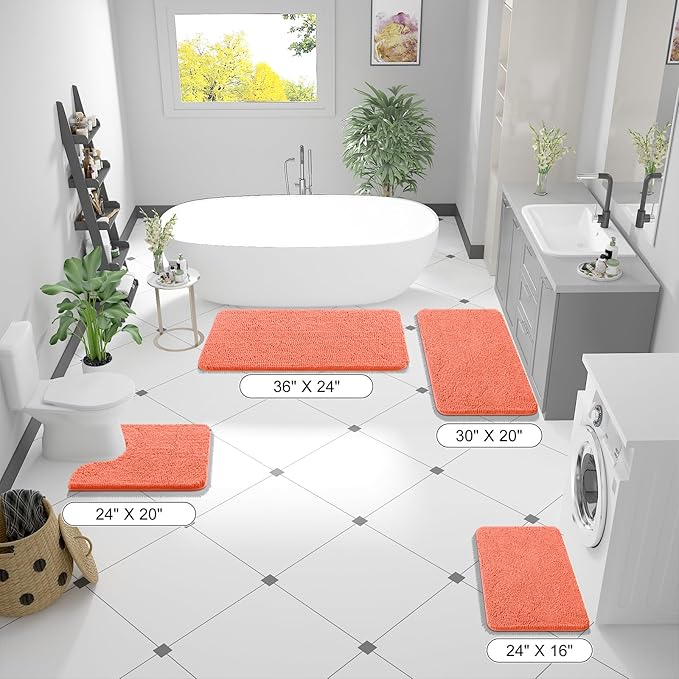 OLANLY Bathroom Runner Rugs 44x24, Extra Soft Absorbent Chenille Bath Rugs - Image 2