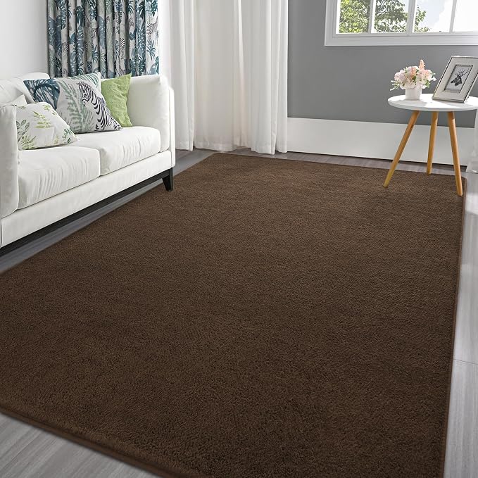 Pettop 6x9 ft Brown Area Rugs for Bedroom Living Room, Washable Memory Foam by Pettop