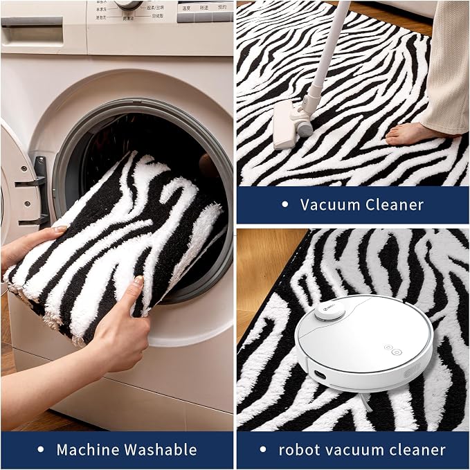 YIHOUSE 6×9 Ft Area Rugs, Washable Plush Soft Zebra Print Carpet, Non-Slip - Image 8