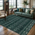 SERISSA 4x6 Area Rugs for Living Room, Washable Non-Slip Dark Green Boho Rug by SERISSAHomeDecorCollection