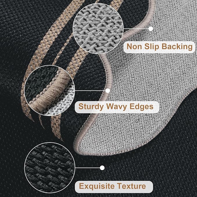 Scalloped Easy Jute Outdoor 8x10 Area Rug, Washable Outdoor Patio Rug, - Image 4