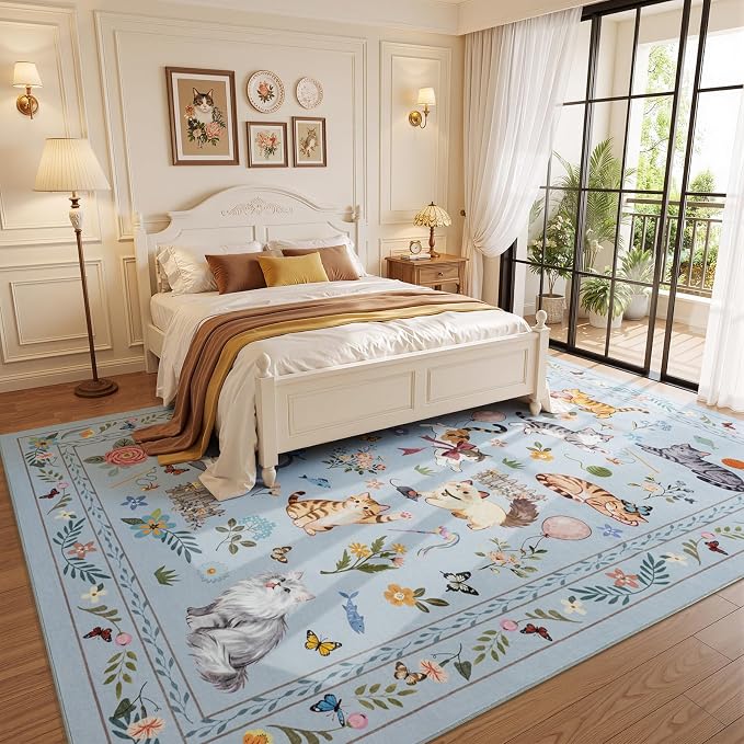 Unirea 8x10 Light Blue Grey Cat Area Rugs - Image 3