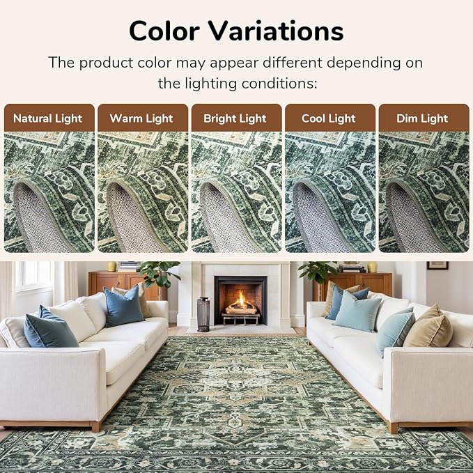 Lessymo Washable 8×10 Green Area Rugs - Image 8