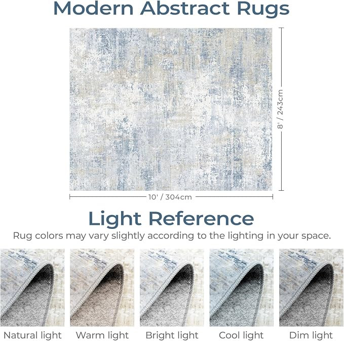 8x10 Washable Area Rug, Abstract Large Living Room Rug Non-Slip, Indoor Modern - Image 2
