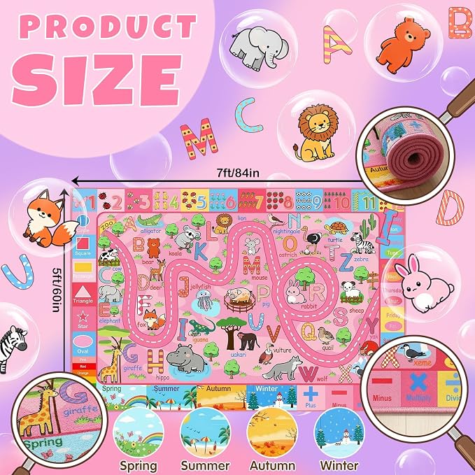 Educational ABC Alphabet Rug for Playroom Classroom Bedroom 5x7 Feet Kids - Image 2