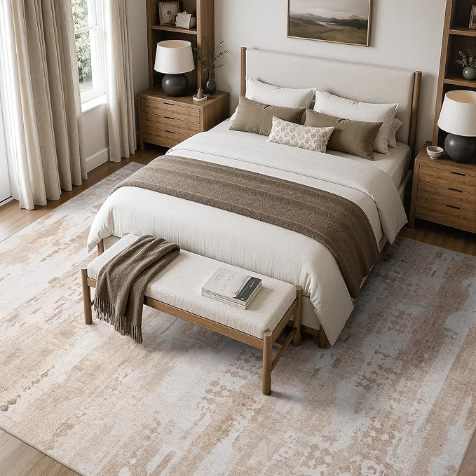 DCX Abstract Area Rug 5x7, Washable Beige Brown Modern Rug - Image 3