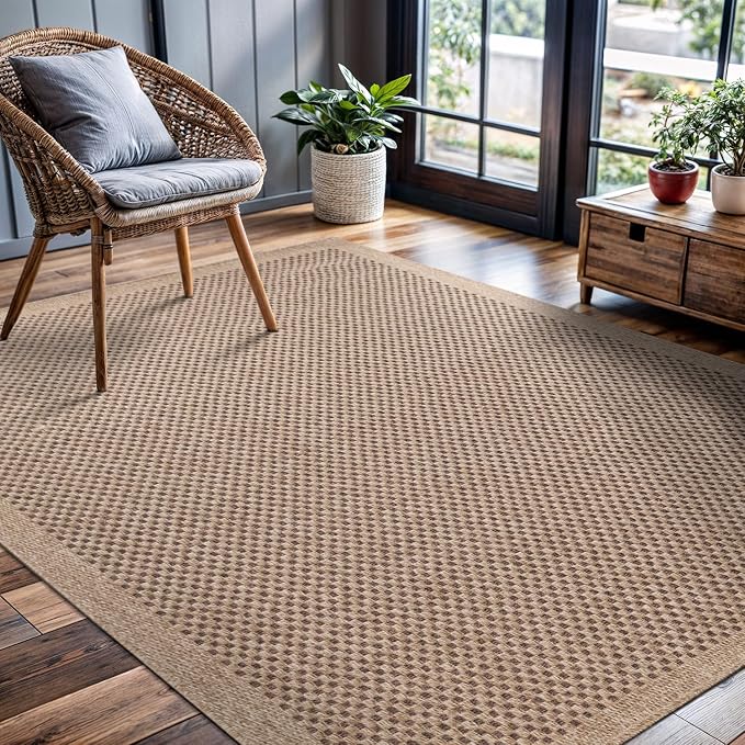CAMILSON Easy Jute Rug 6x9, Indoor Outdoor Natural Color Fiber Area Rugs - Image 9