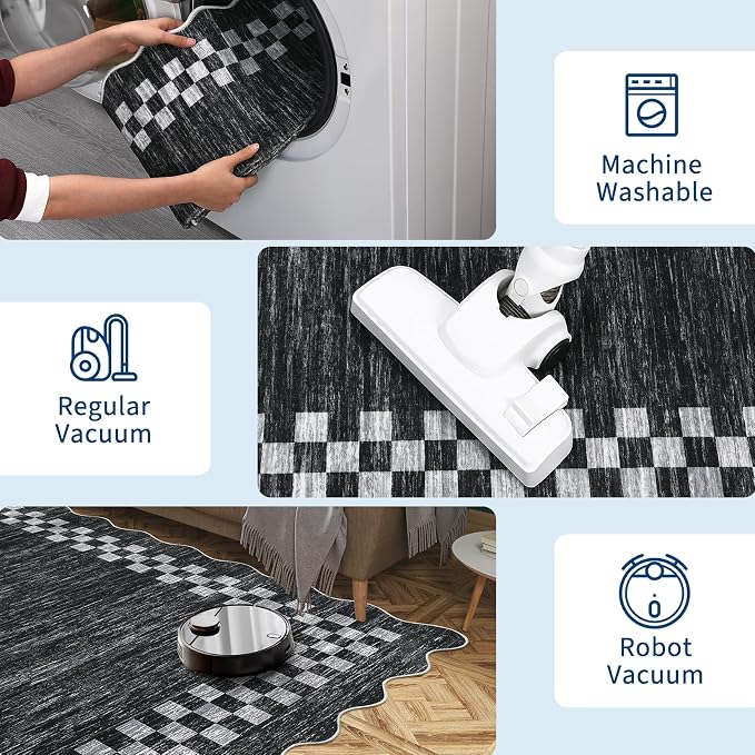 Small Bedroom Area Rug 3x5 Checkered Area Rug - Image 7