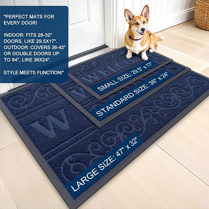 OLANLY Welcome Door Mat Indoor Outdoor Entrance, Heavy Duty Sturdy Front Door - Image 3