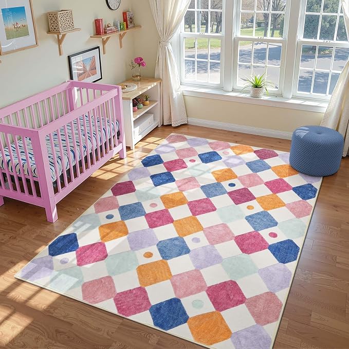 jinchan Macy 6x9 Kids Area Rug for Classroom Modern Colorful Nursery Rug - Image 4