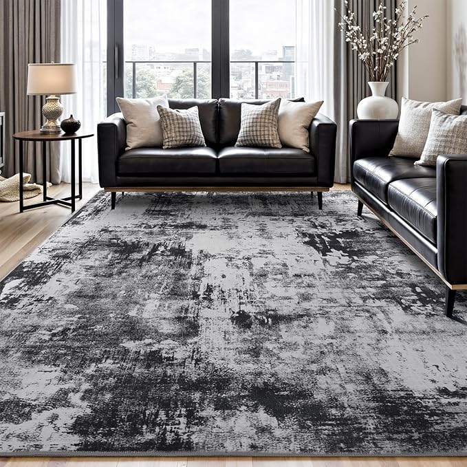 Rugflix 9x12 Area Rugs for Living Room, Washable Large Rug Stain-Resistant Low by RugflixAreaRugs