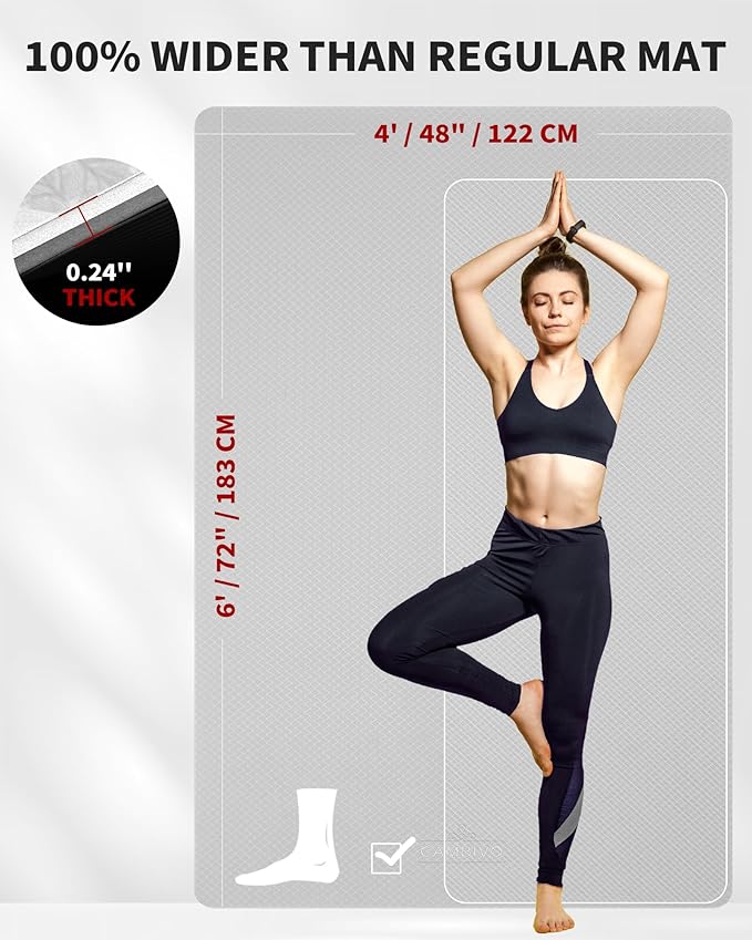 CAMBIVO Yoga Mat 72" x 48" Large Workout Mat - Image 2