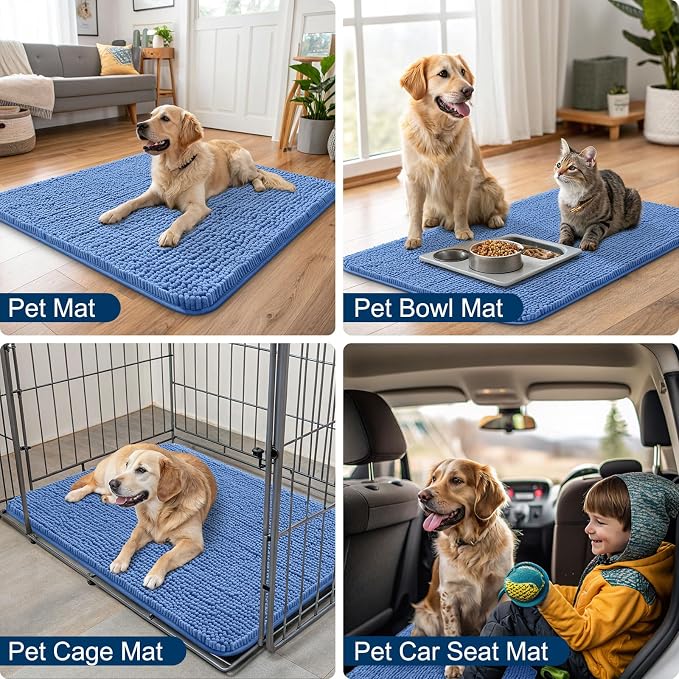 Smiry Dog Door Mat for Muddy Paws 24x16, Absorbent Dirt Trapper, Non-Slip - Image 6