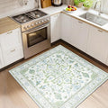 RELEANY Area Rugs Square 4ft Washable Non-Slip, Floral Vintage Distress by RELEANY