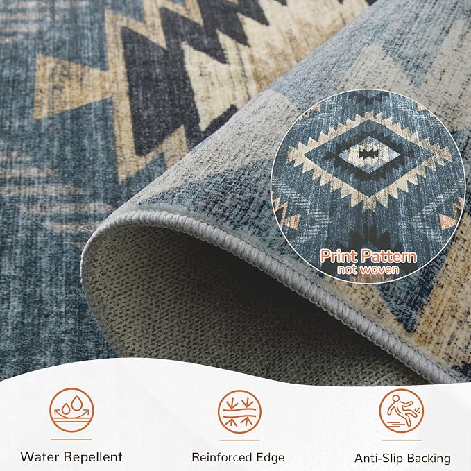 BESTSWEETIE Area Rug 9x12 Rug Machine Washable Non-Slip Low Pile Print Pattern - Image 2