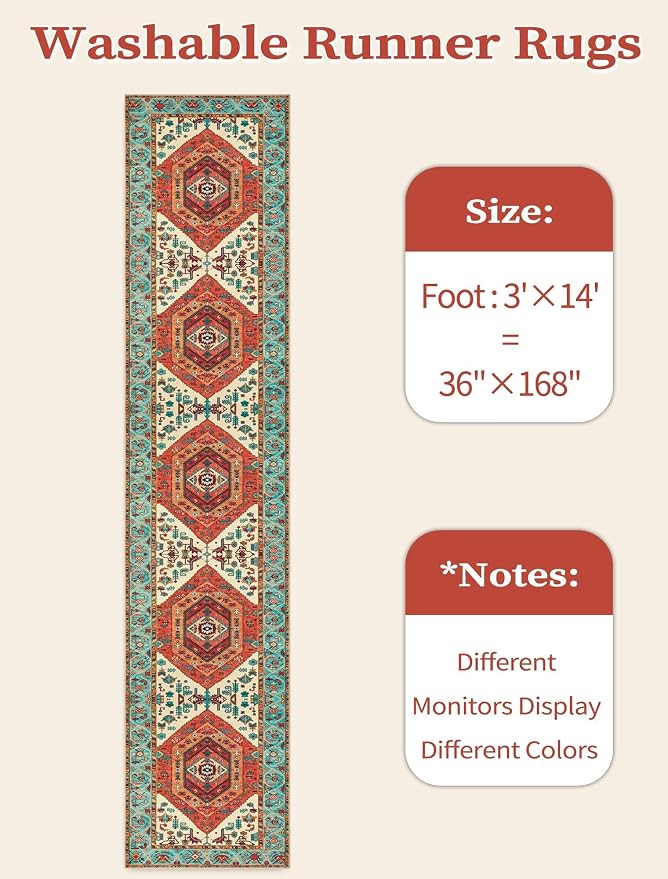 SERISSA Runner Rug for Hallways, 3x14 Washable Non Slip Kitchen Runner Rug - Image 6
