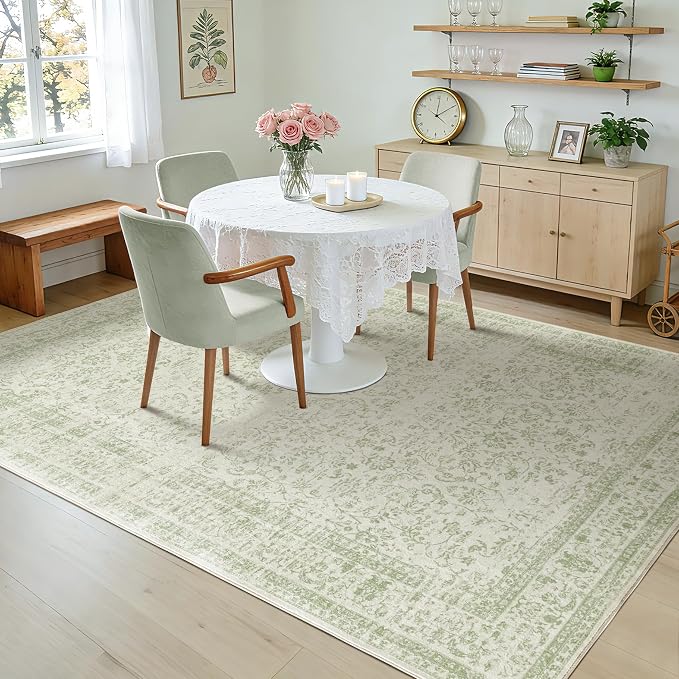 Sage Green Area Rugs 9x12 Living Room No Slip Stain Resistant Large Area Rug - Image 8