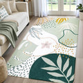 Lahome Green Botanical Print Small Throw Rugs Modern Abstract Non-Slip 3x5 by Lahome