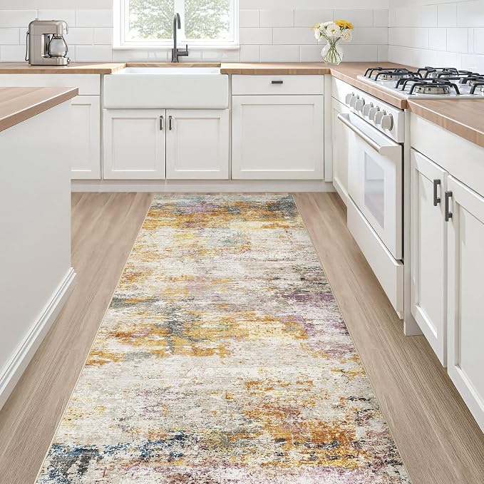 Runner Rug Kitchen Washable Rugs: 2x5 Non-Slip Abstract Soft Modern Stain by LOONGRUG