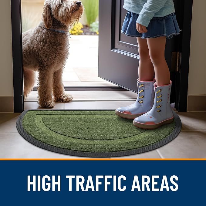OLANLY Half Circle Door Mat Indoor Outdoor Entrance Welcome, Waterproof - Image 7