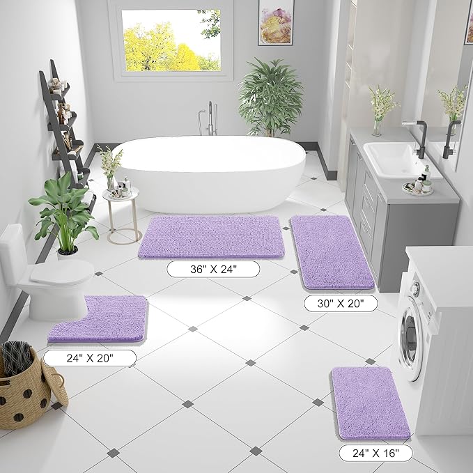 OLANLY Bathroom Runner Rugs 47x17, Soft Absorbent Chenille Bath Rugs, Rubber - Image 2