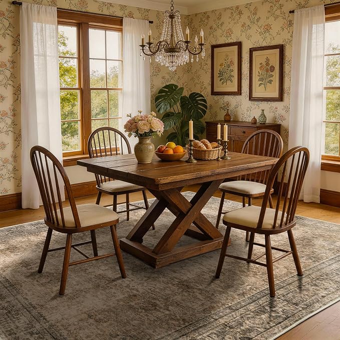 LIANLAM 5x7 Washable Area Rug, Vintage Boho Traditional Pattern, Non-Slip Stain - Image 3