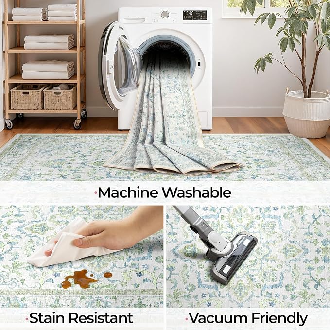 CAPALOCA Machine Washable Rugs Nursery Rug 5x7 Cute Girl Non Slip Low Pile - Image 7