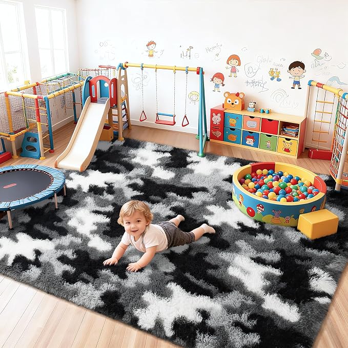 AROGAN Soft Fuzzy Kids Rugs for Girls Room Playroom 8x10 Feet, Fluffy Cute - Image 2