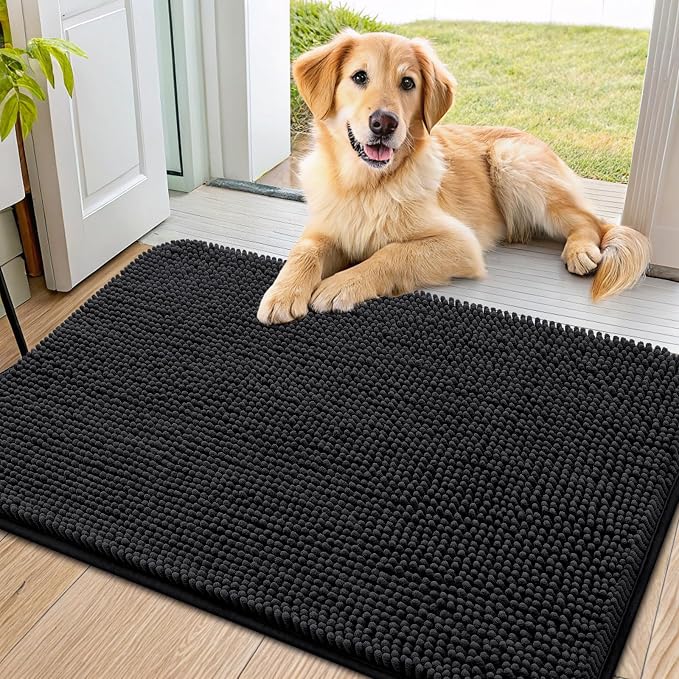 Smiry Dog Door Mat for Muddy Paws 40x24, Absorbent Dirt Trapper, Non-Slip by Smiry
