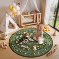 Unirea 4x4 Dark Green Cat Round Area Rugs, Washable Soft Non Slip Circle Rug by UNIREA