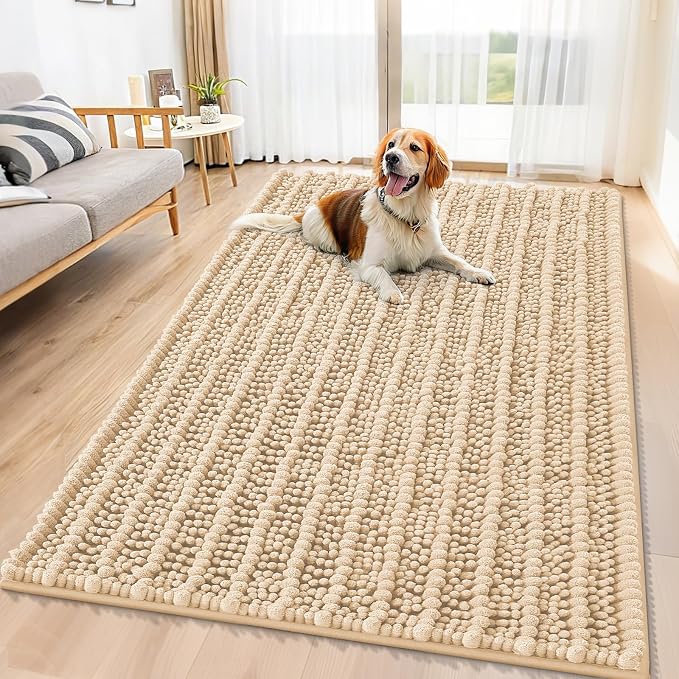 Smiry Dog Door Mat for Muddy Paws 59x35, Absorbent Dirt Trapper, Non-Slip by Smiry