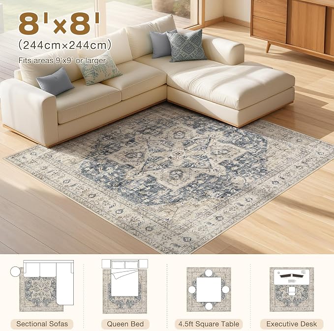 Tortania 8' Square Area Rug Living Room Rugs - Image 8