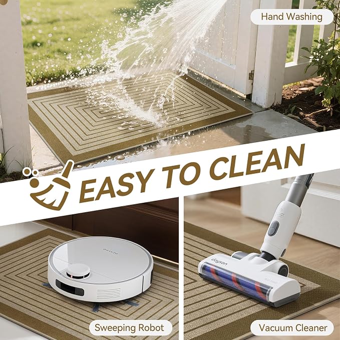 Front Door Mat 31''x47'', Absorbent Dirt Resist Washable Non Slip Low-Profile - Image 5